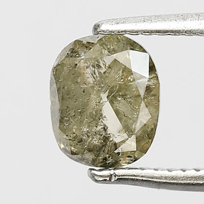 0.88 CT Oval Shape Salt and Pepper Diamond 6 MM Natural Loose translucent green Color Diamond for wedding ring