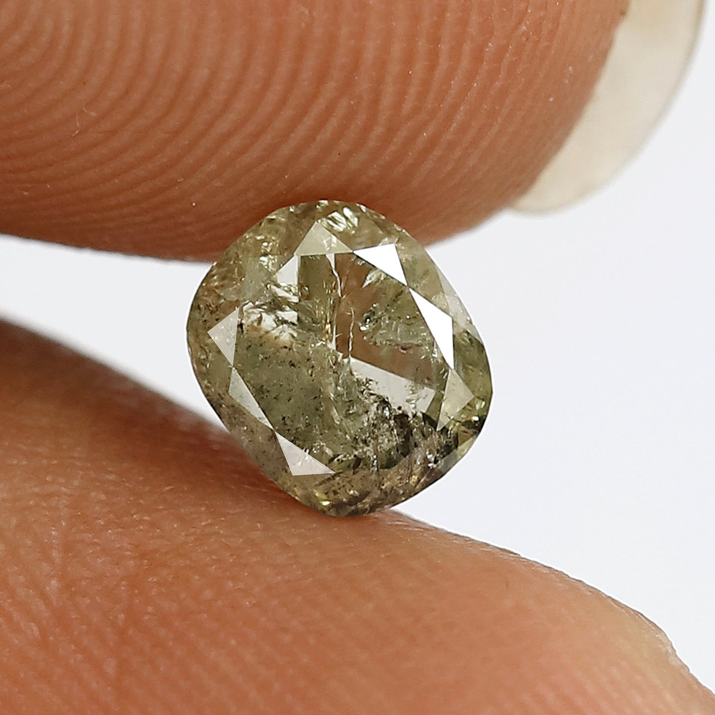 0.88 CT Oval Shape Salt and Pepper Diamond 6 MM Natural Loose translucent green Color Diamond for wedding ring