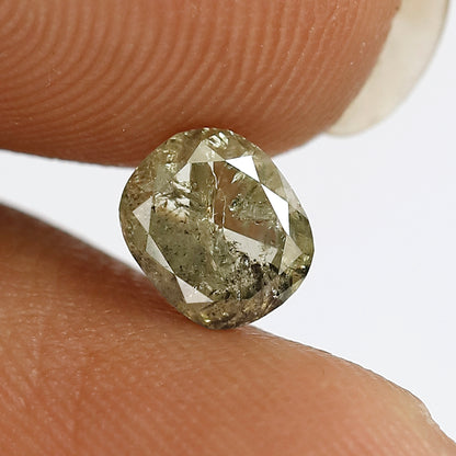 0.88 CT Oval Shape Salt and Pepper Diamond 6 MM Natural Loose translucent green Color Diamond for wedding ring