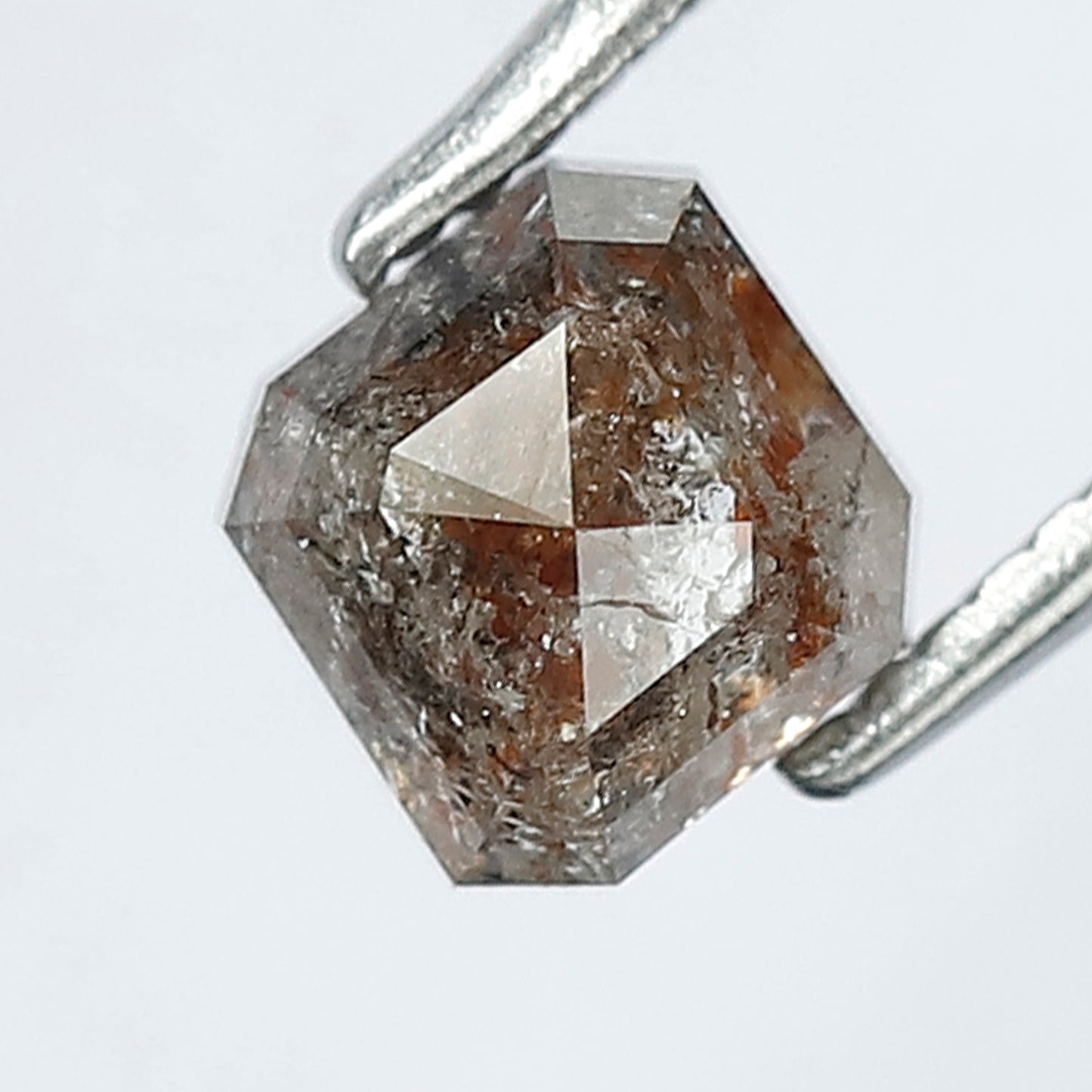 1.03 CT Bright Brownish Red Color Glaring Faceted Square Emerald Cut Salt and Pepper Loose Diamond