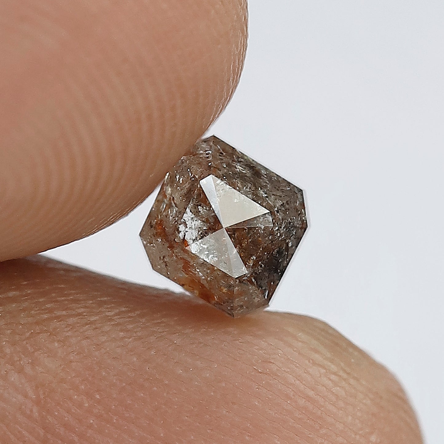 1.03 CT Bright Brownish Red Color Glaring Faceted Square Emerald Cut Salt and Pepper Loose Diamond