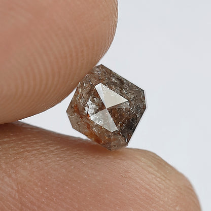 1.03 CT Bright Brownish Red Color Glaring Faceted Square Emerald Cut Salt and Pepper Loose Diamond