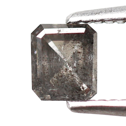 0.48 CT Emerald Cut Gray Black Salt and Pepper Diamond, Natural Loose Diamond for Anniversary Ring and Custom Jewelry