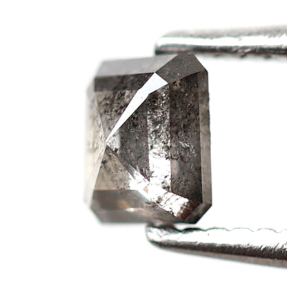 0.48 CT Emerald Cut Gray Black Salt and Pepper Diamond, Natural Loose Diamond for Anniversary Ring and Custom Jewelry