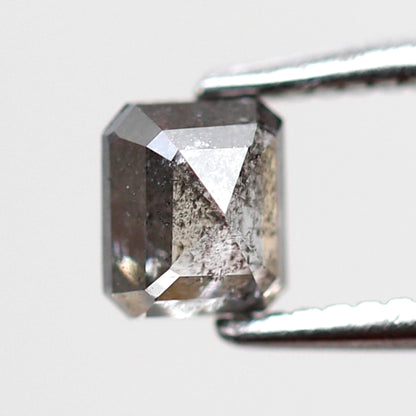 0.48 CT Emerald Cut Gray Black Salt and Pepper Diamond, Natural Loose Diamond for Anniversary Ring and Custom Jewelry