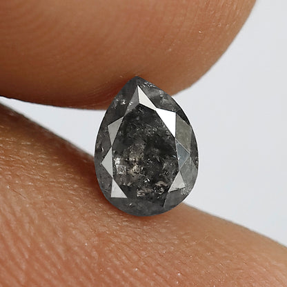0.61 CT Pear shape natural loose diamond 5.80 mm gray-black color salt and pepper diamond for making jewelry