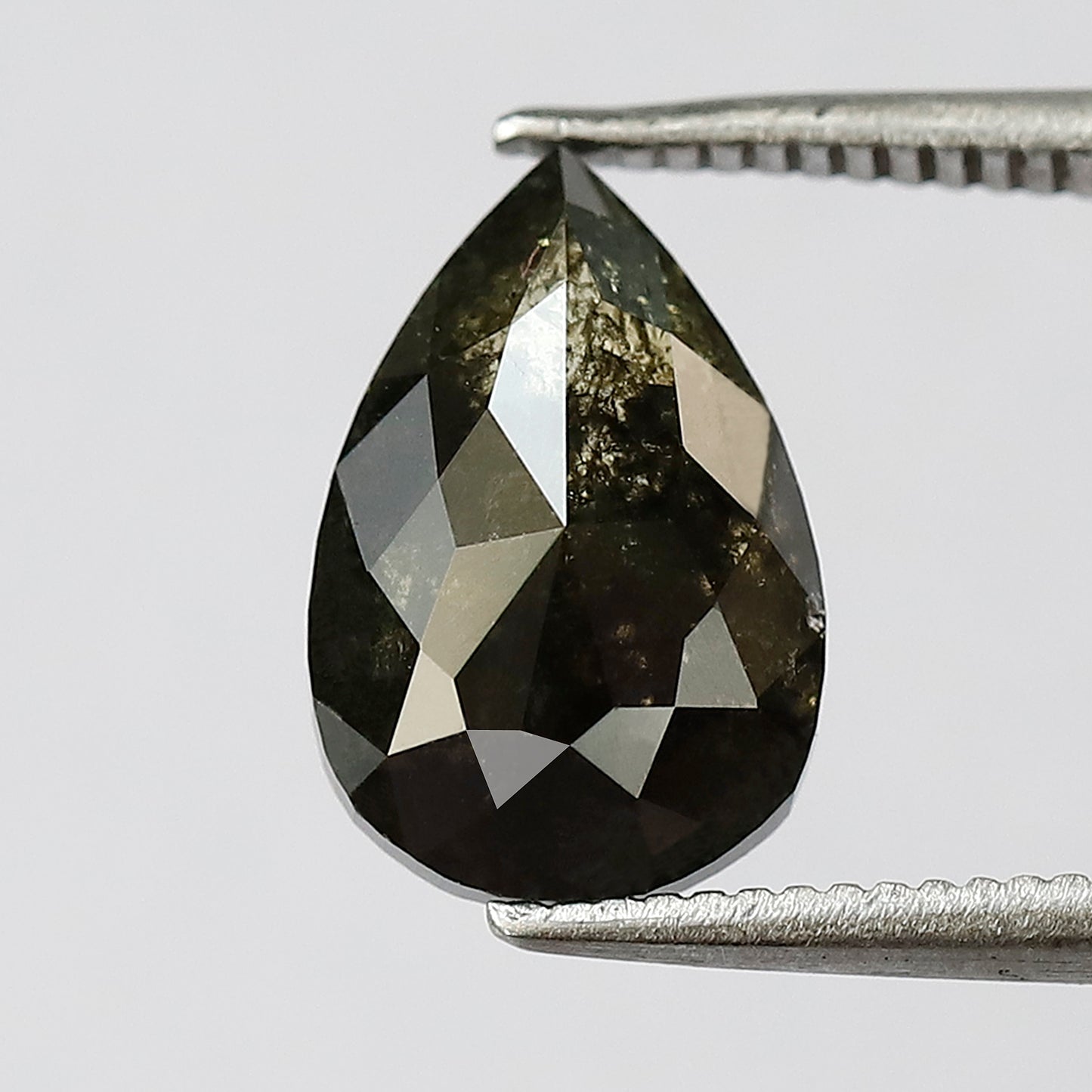 2.46 CT pear shape salt and pepper natural loose diamond 10.90 mm deep greenish gray Color black diamond for gift