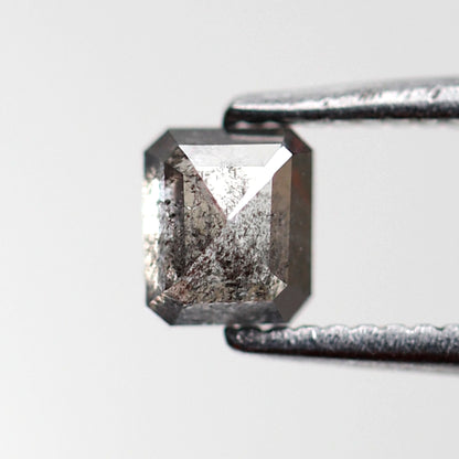 0.48 CT Emerald Cut Gray Black Salt and Pepper Diamond, Natural Loose Diamond for Anniversary Ring and Custom Jewelry