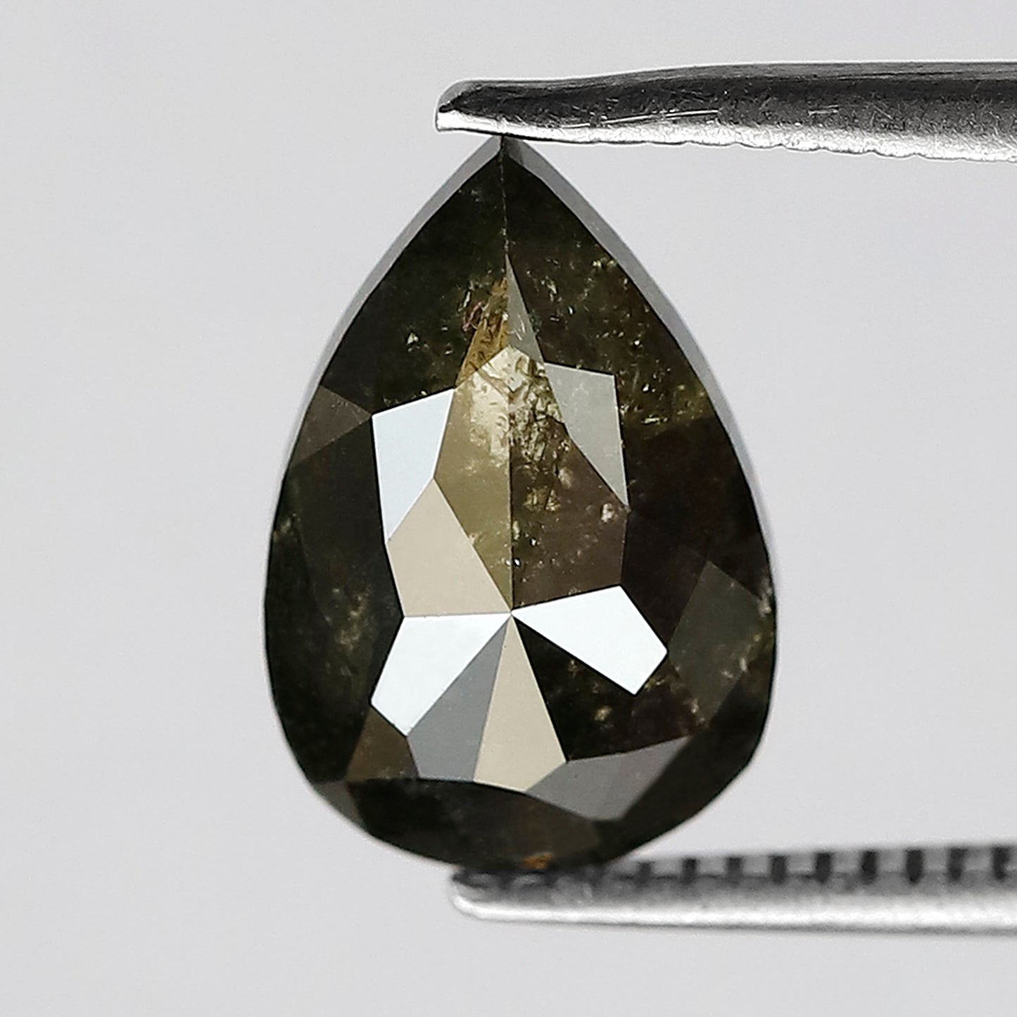 2.46 CT pear shape salt and pepper natural loose diamond 10.90 mm deep greenish gray Color black diamond for gift