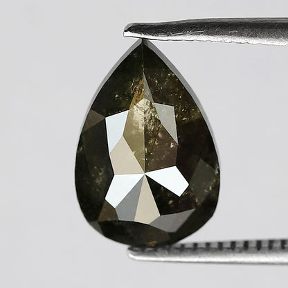 2.46 CT pear shape salt and pepper natural loose diamond 10.90 mm deep greenish gray Color black diamond for gift