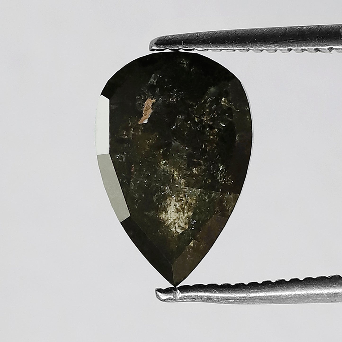2.46 CT pear shape salt and pepper natural loose diamond 10.90 mm deep greenish gray Color black diamond for gift