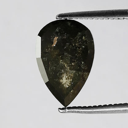 2.46 CT pear shape salt and pepper natural loose diamond 10.90 mm deep greenish gray Color black diamond for gift