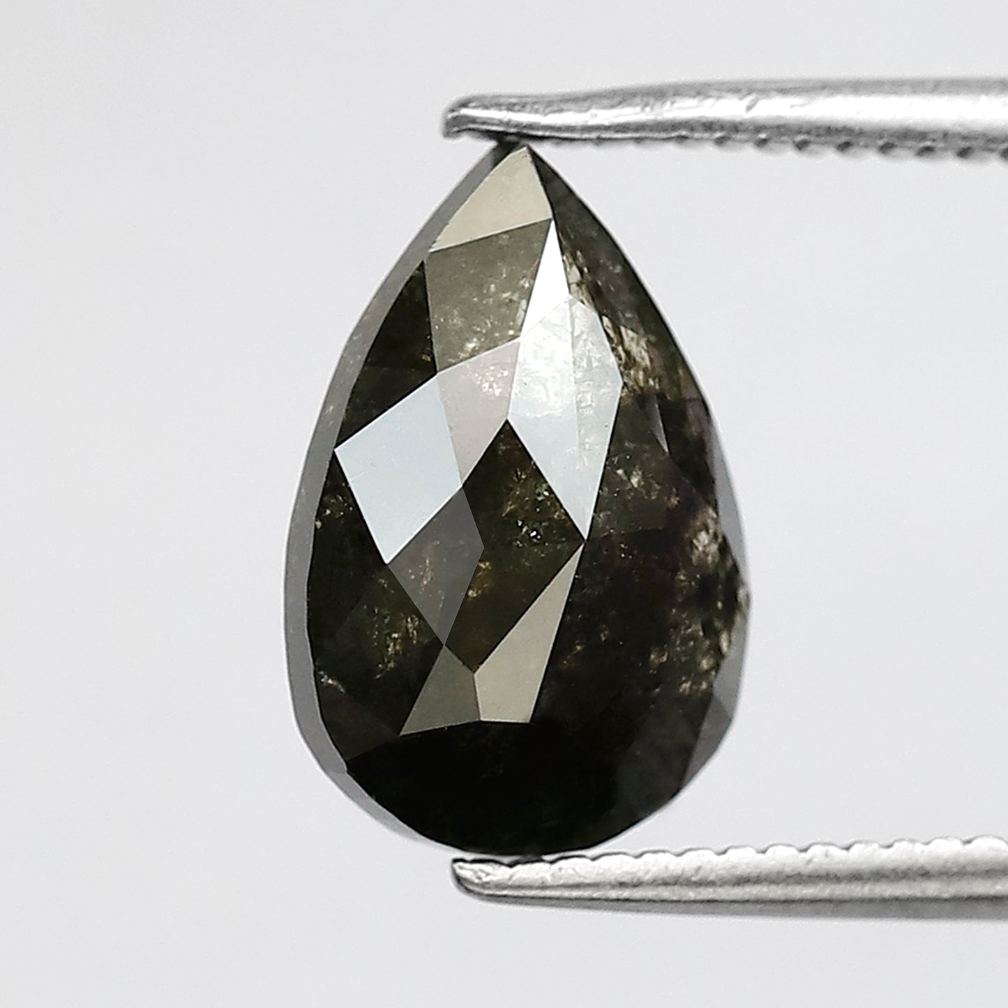 2.46 CT pear shape salt and pepper natural loose diamond 10.90 mm deep greenish gray Color black diamond for gift