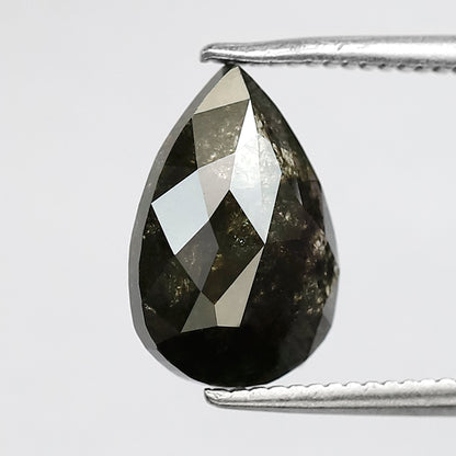 2.46 CT pear shape salt and pepper natural loose diamond 10.90 mm deep greenish gray Color black diamond for gift