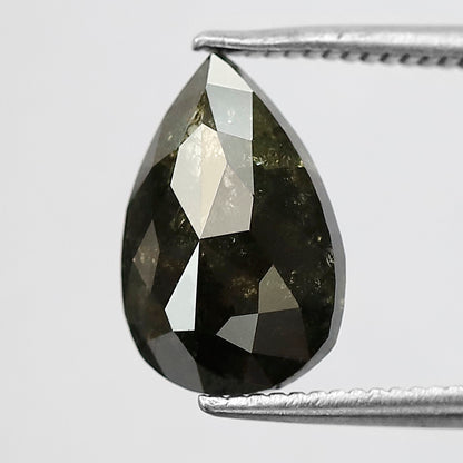 2.46 CT pear shape salt and pepper natural loose diamond 10.90 mm deep greenish gray Color black diamond for gift