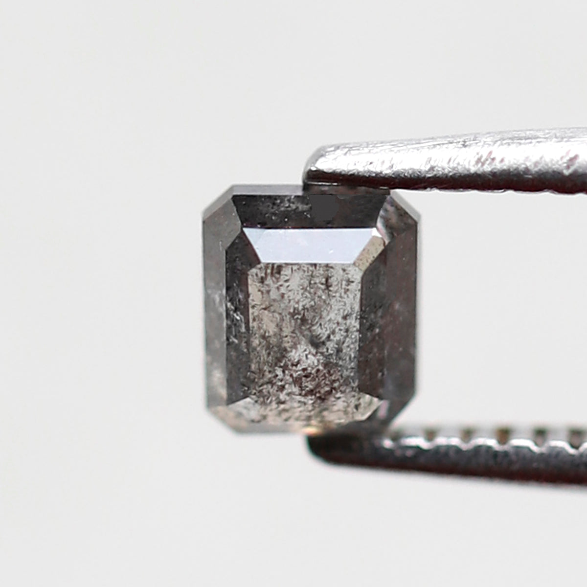 0.48 CT Emerald Cut Gray Black Salt and Pepper Diamond, Natural Loose Diamond for Anniversary Ring and Custom Jewelry