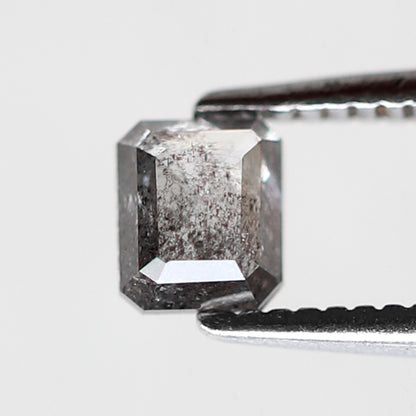 0.48 CT Emerald Cut Gray Black Salt and Pepper Diamond, Natural Loose Diamond for Anniversary Ring and Custom Jewelry