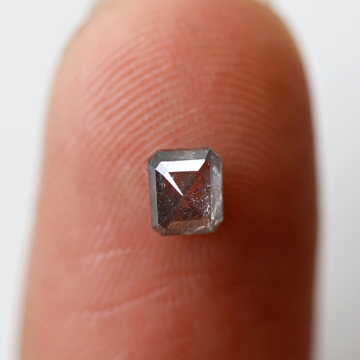 0.48 CT Emerald Cut Gray Black Salt and Pepper Diamond, Natural Loose Diamond for Anniversary Ring and Custom Jewelry