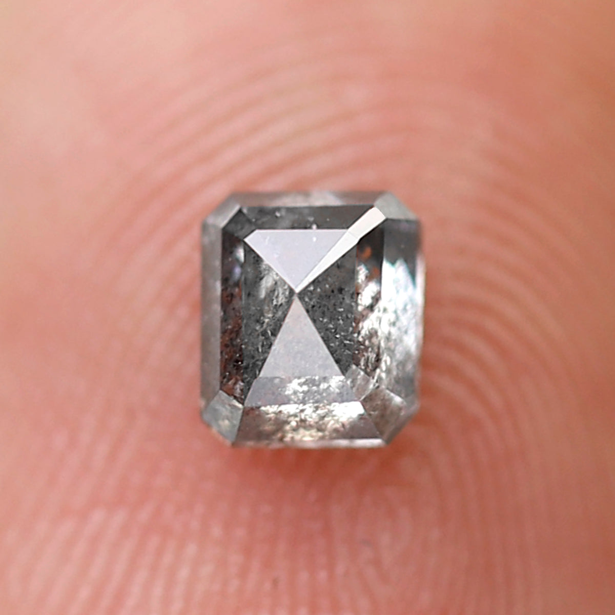0.48 CT Emerald Cut Gray Black Salt and Pepper Diamond, Natural Loose Diamond for Anniversary Ring and Custom Jewelry