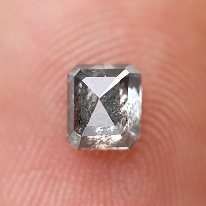 0.48 CT Emerald Cut Gray Black Salt and Pepper Diamond, Natural Loose Diamond for Anniversary Ring and Custom Jewelry
