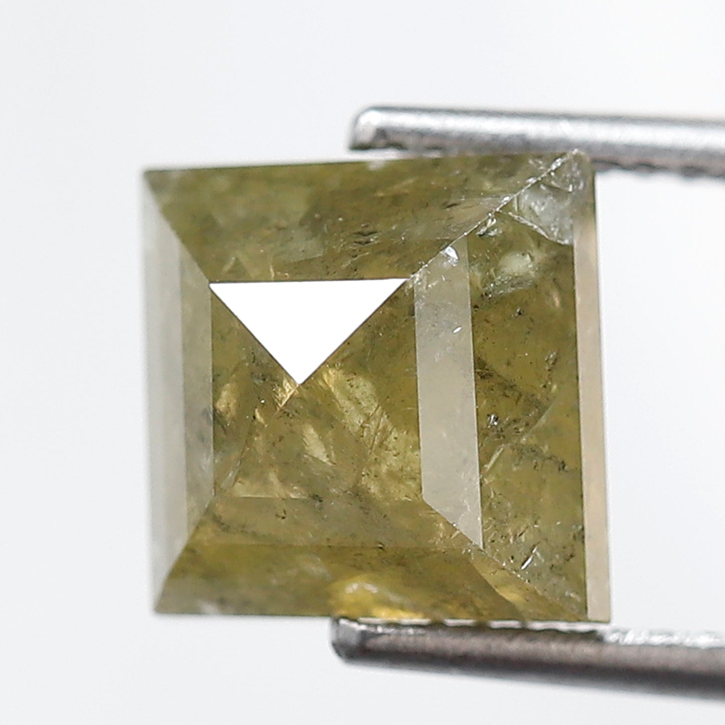 4.04 Ct Square Cut Rustic Diamond, 11.10x11.50 mm Natural Dark Green Loose Diamond