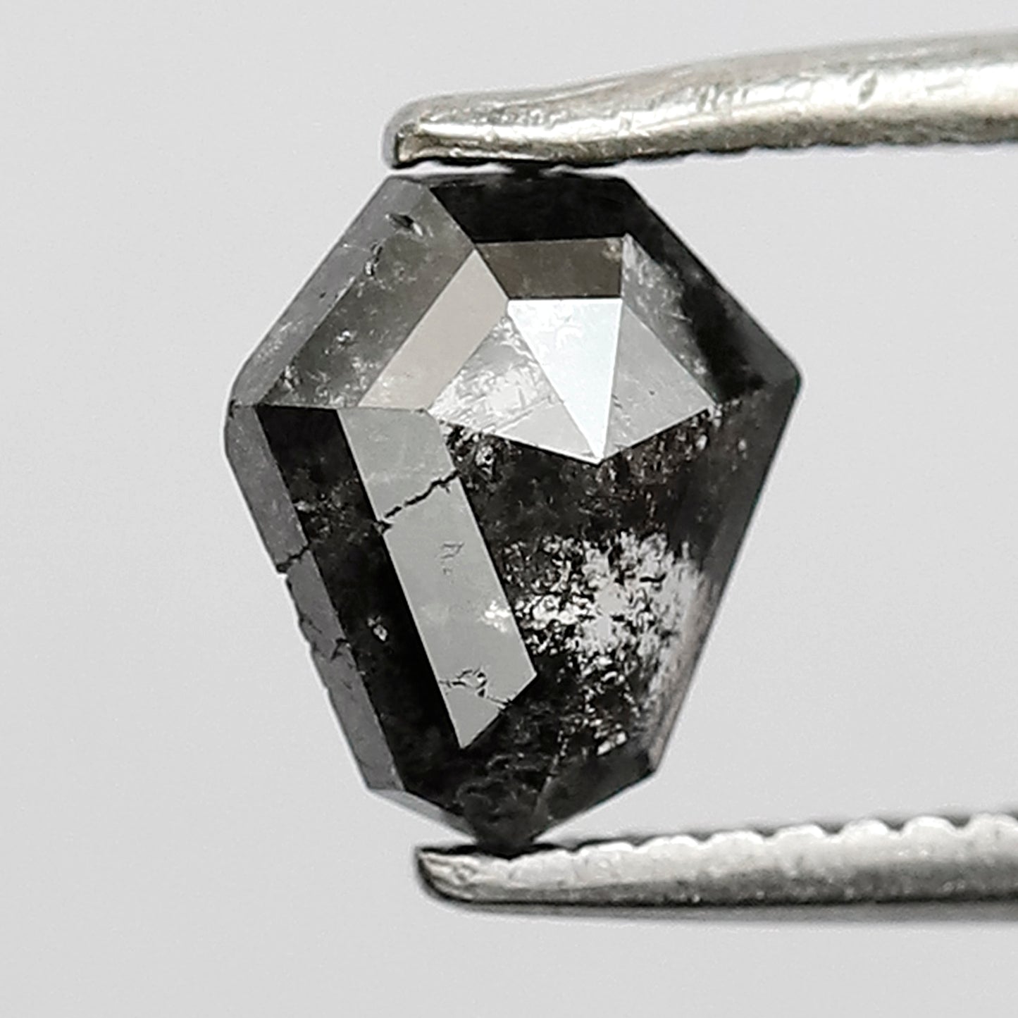 0.92 CT shield cut salt and pepper diamond 6.60 mm gray-black color natural loose diamond for making jewelry