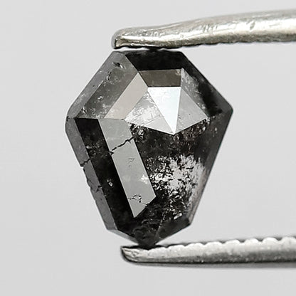 0.92 CT shield cut salt and pepper diamond 6.60 mm gray-black color natural loose diamond for making jewelry