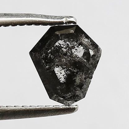 0.92 CT shield cut salt and pepper diamond 6.60 mm gray-black color natural loose diamond for making jewelry