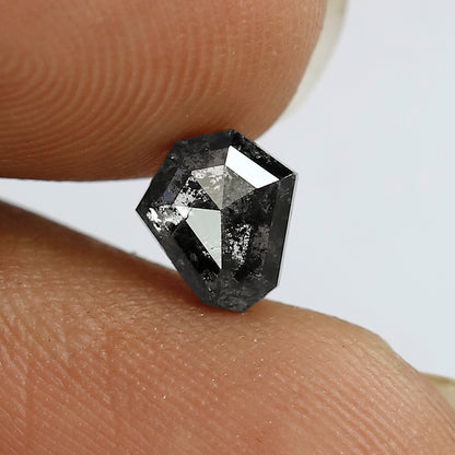 0.92 CT shield cut salt and pepper diamond 6.60 mm gray-black color natural loose diamond for making jewelry