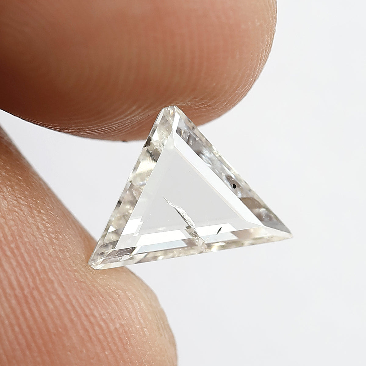 8 MM Long Perfect Triangle Shape Diamond 0.98 CT Loose Natural H Color SI Clarity Conflict Free Rose Cut Diamond Custom Wedding Ring