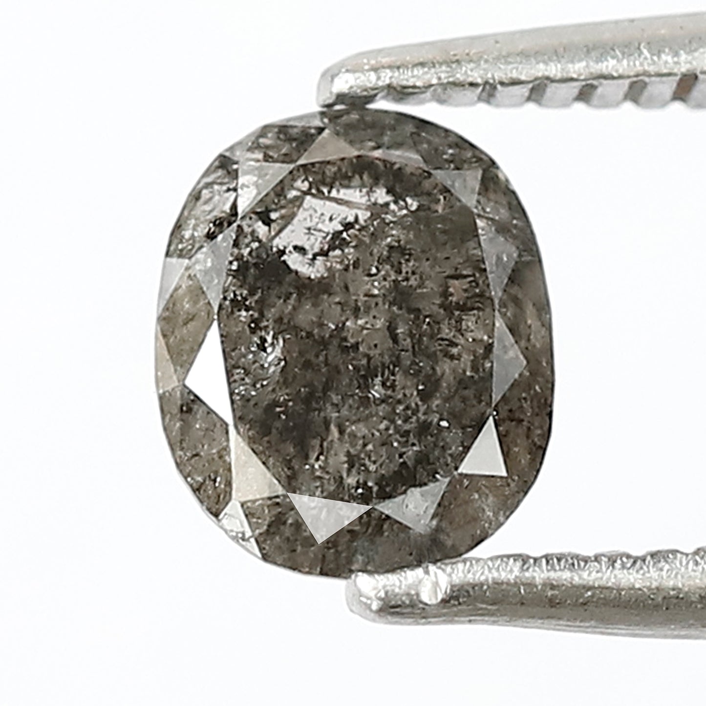 0.87 CT Oval shape salt and pepper diamond 6 mm gray-black color natural loose diamond for making jewelry