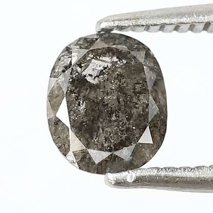 0.87 CT Oval shape salt and pepper diamond 6 mm gray-black color natural loose diamond for making jewelry