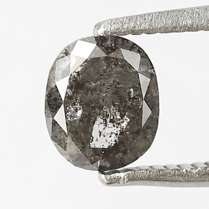 0.87 CT Oval shape salt and pepper diamond 6 mm gray-black color natural loose diamond for making jewelry