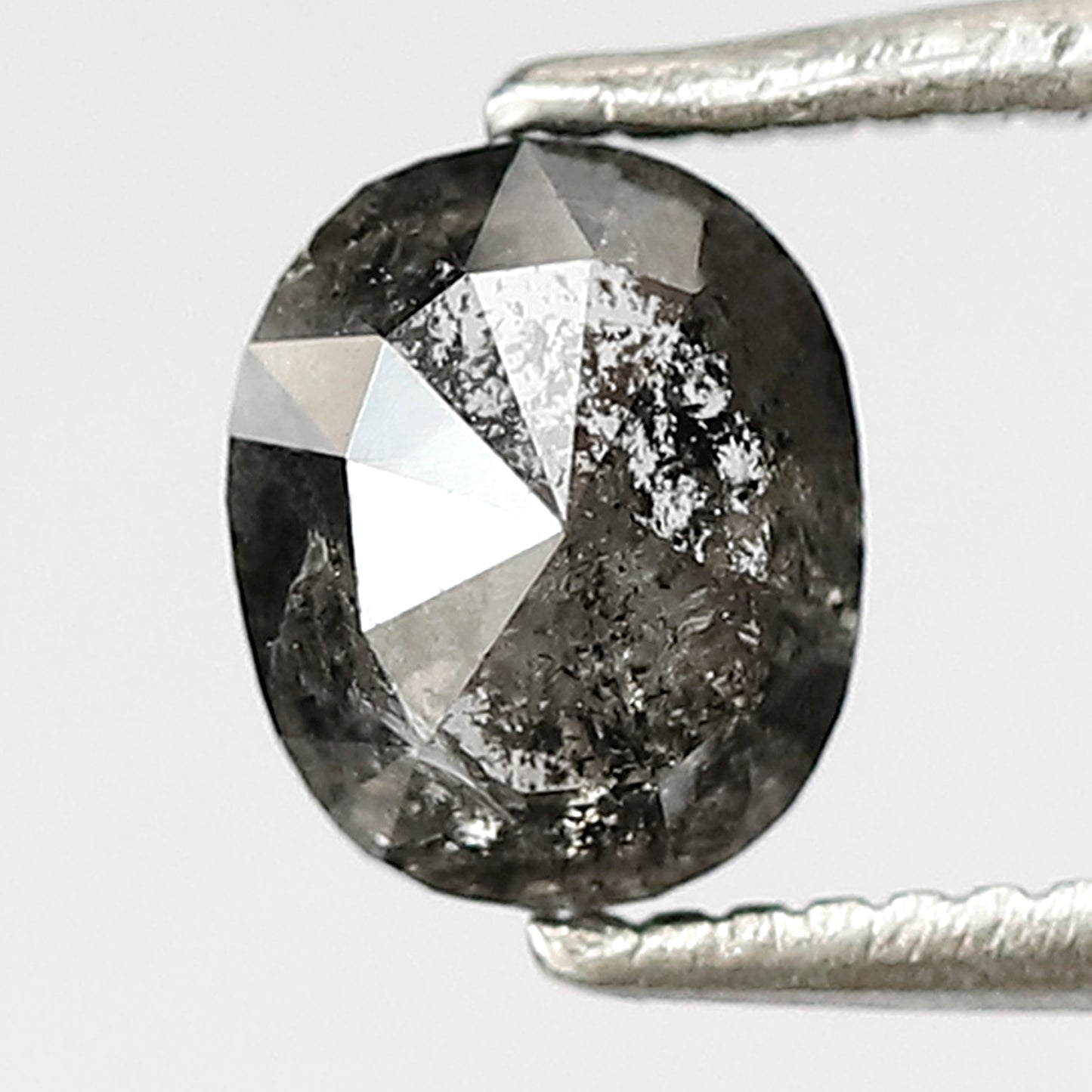 0.87 CT Oval shape salt and pepper diamond 6 mm gray-black color natural loose diamond for making jewelry
