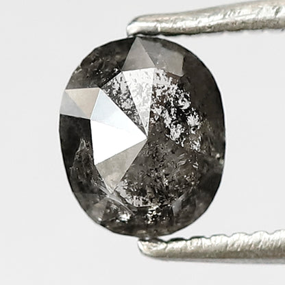 0.87 CT Oval shape salt and pepper diamond 6 mm gray-black color natural loose diamond for making jewelry