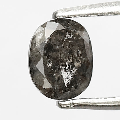 0.87 CT Oval shape salt and pepper diamond 6 mm gray-black color natural loose diamond for making jewelry
