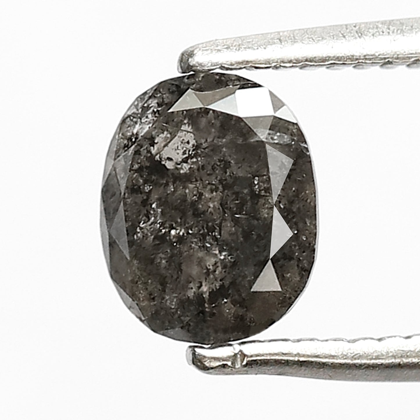 0.87 CT Oval shape salt and pepper diamond 6 mm gray-black color natural loose diamond for making jewelry