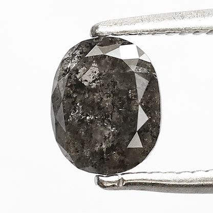 0.87 CT Oval shape salt and pepper diamond 6 mm gray-black color natural loose diamond for making jewelry