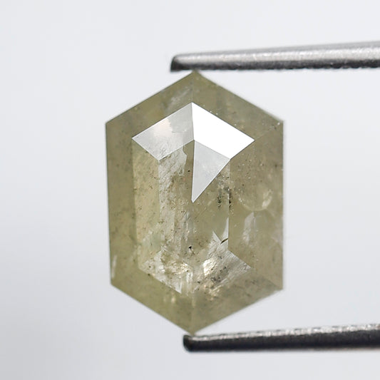 3.32 Ct Elongated Hexagon Rustic Diamond, Icy Greenish Yellow Natural Diamond, Conflict Free Loose Diamond for Custom Pendant