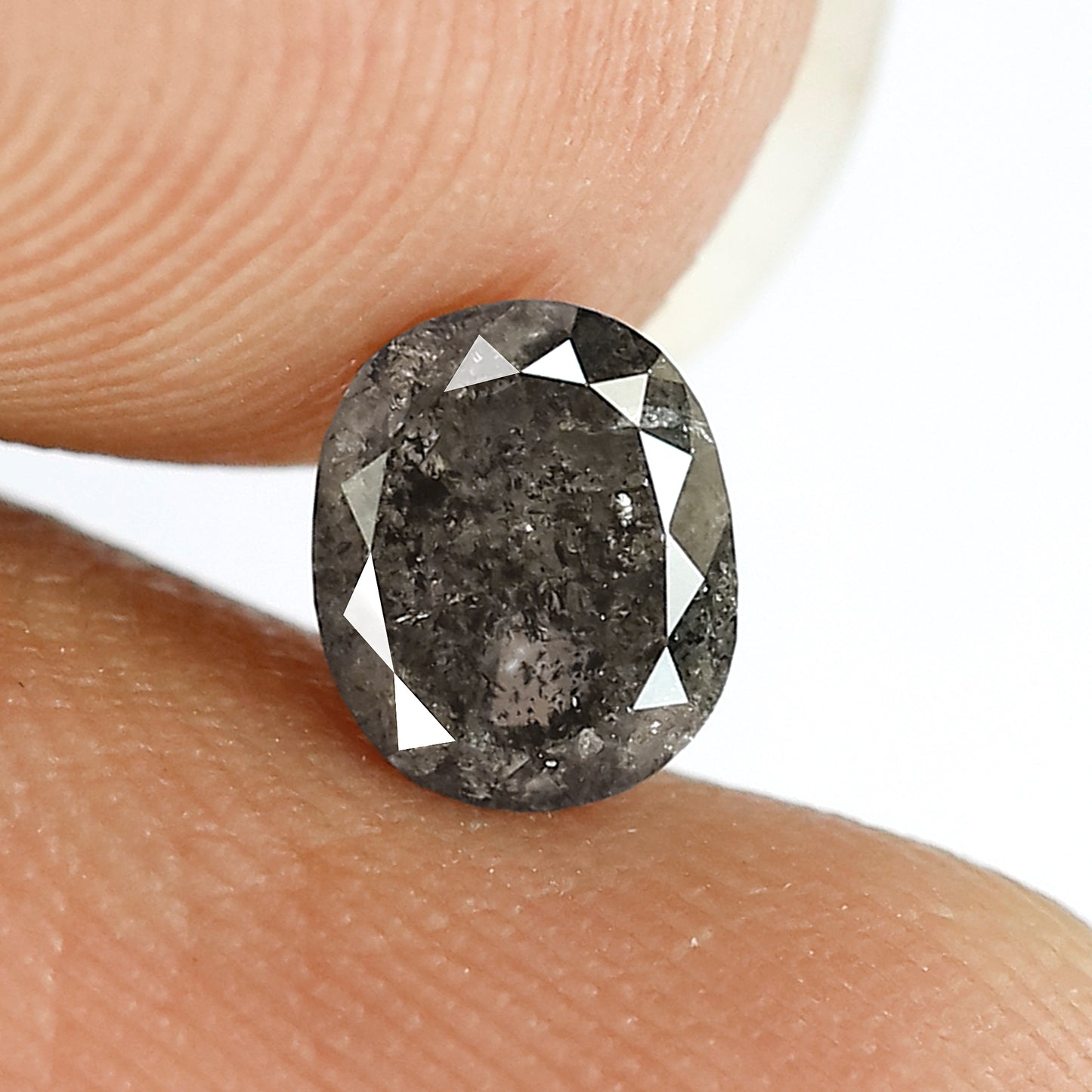 0.87 CT Oval shape salt and pepper diamond 6 mm gray-black color natural loose diamond for making jewelry