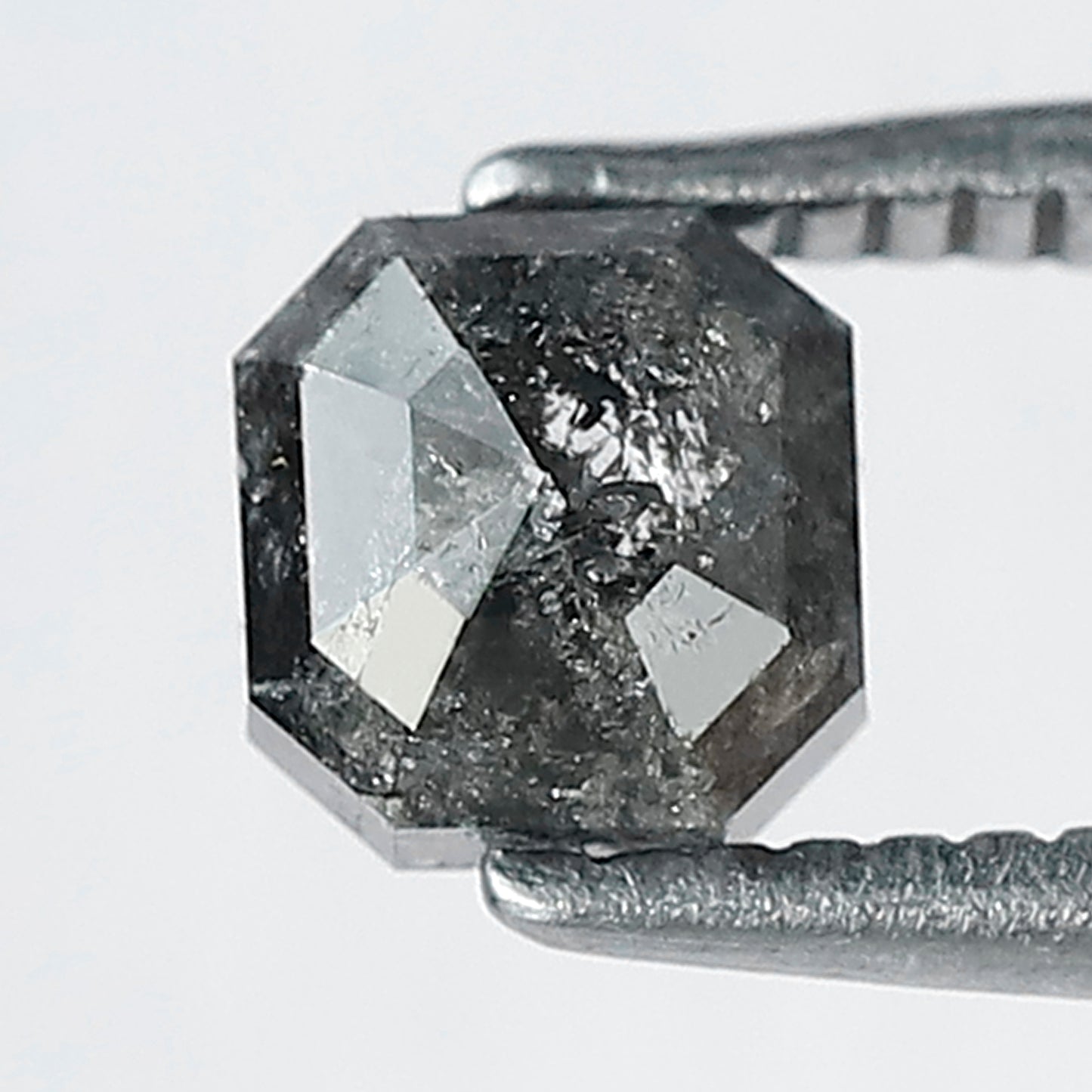 0.71 CT Emerald Shape Blackish Grey Color Salt and Pepper Loose Diamond