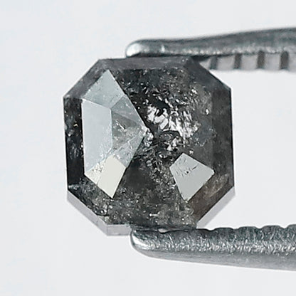 0.71 CT Emerald Shape Blackish Grey Color Salt and Pepper Loose Diamond