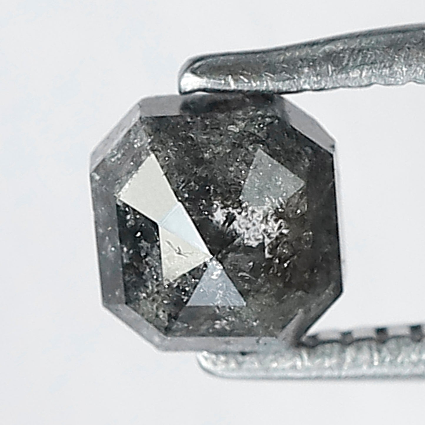 0.71 CT Emerald Shape Blackish Grey Color Salt and Pepper Loose Diamond