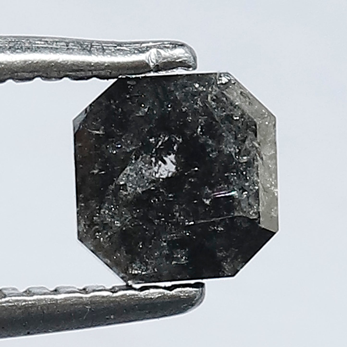 0.71 CT Emerald Shape Blackish Grey Color Salt and Pepper Loose Diamond