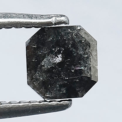 0.71 CT Emerald Shape Blackish Grey Color Salt and Pepper Loose Diamond