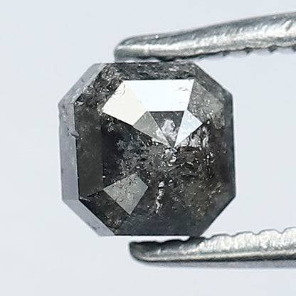 0.71 CT Emerald Shape Blackish Grey Color Salt and Pepper Loose Diamond