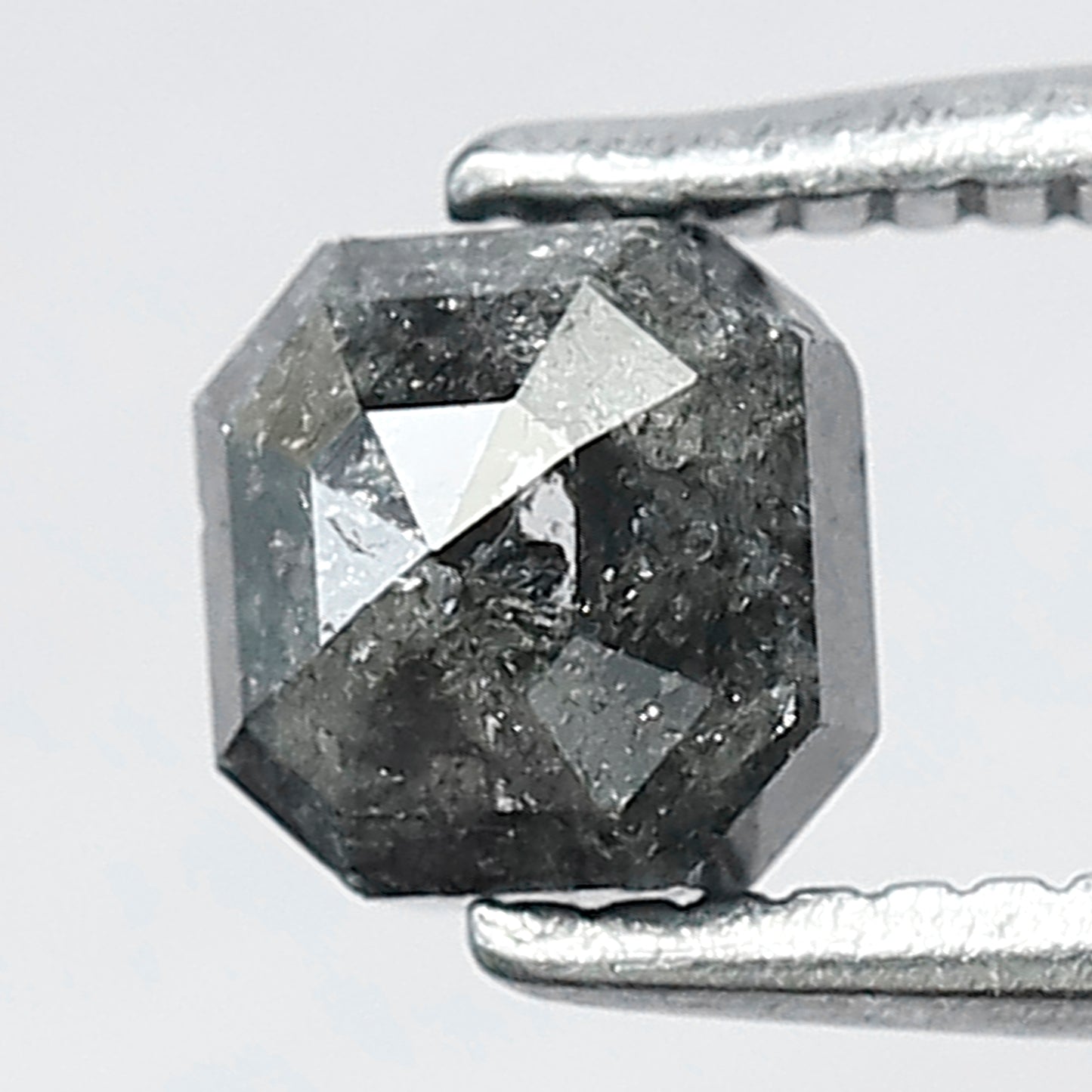 0.71 CT Emerald Shape Blackish Grey Color Salt and Pepper Loose Diamond