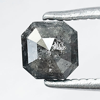 0.71 CT Emerald Shape Blackish Grey Color Salt and Pepper Loose Diamond