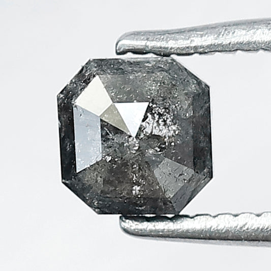 0.71 CT Emerald Shape Blackish Grey Color Salt and Pepper Loose Diamond