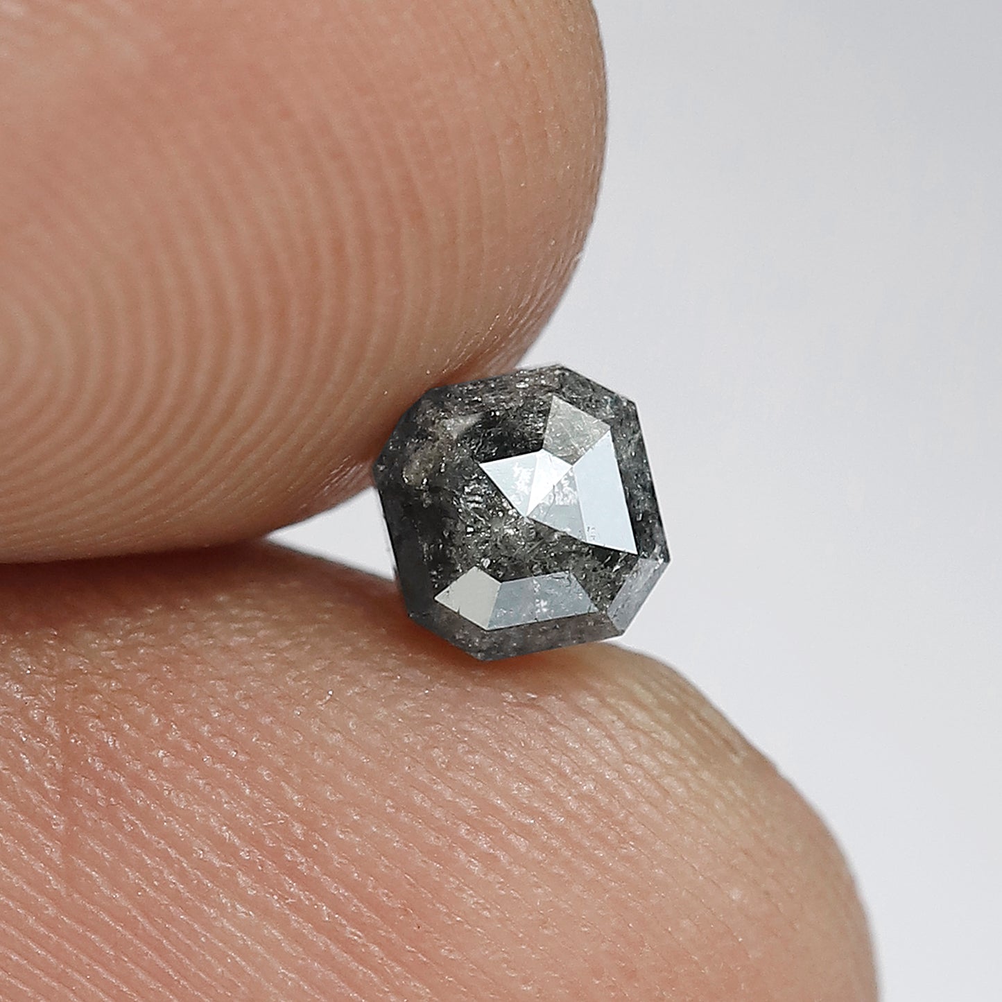 0.71 CT Emerald Shape Blackish Grey Color Salt and Pepper Loose Diamond